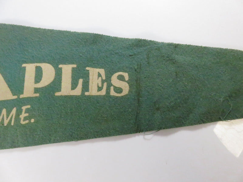 Vintage Naples Maine Felt Souvenir Pennant – “Sign Post in Maine” – White/Green with Blue Ties – approx. 26"
