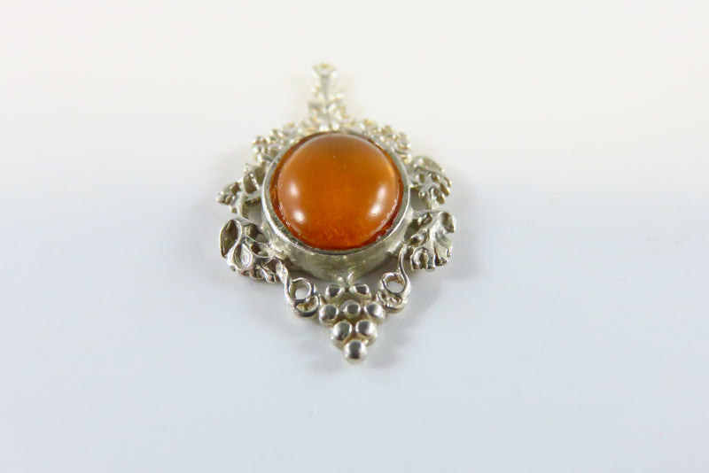 Vintage 925 Baltic Amber Pendant 925 Pierced Frame 1 1/2" Finding