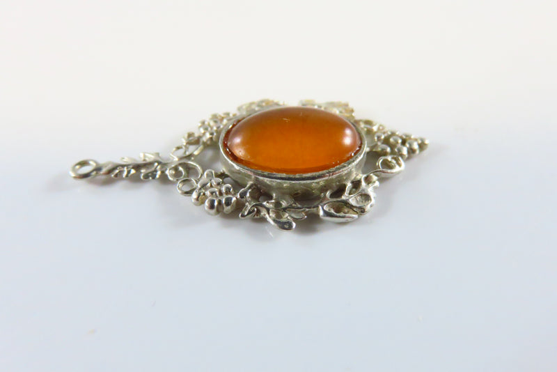 Vintage 925 Baltic Amber Pendant 925 Pierced Frame 1 1/2" Finding