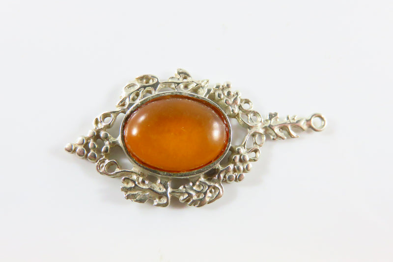 Vintage 925 Baltic Amber Pendant 925 Pierced Frame 1 1/2" Finding