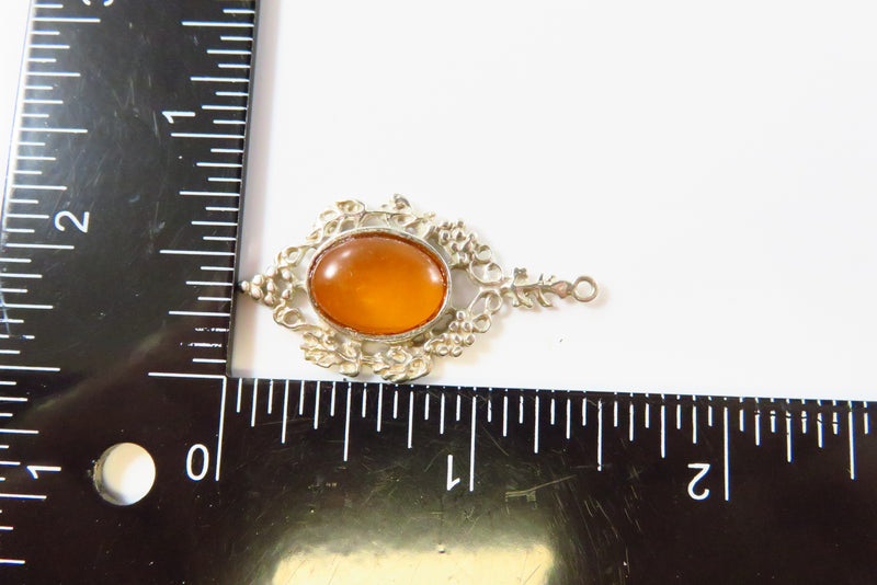 Vintage 925 Baltic Amber Pendant 925 Pierced Frame 1 1/2" Finding