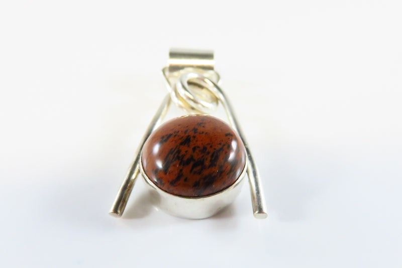 925 Mexico Mahogany Obsidian Jasper Omega Style Sterling Slide Pendant