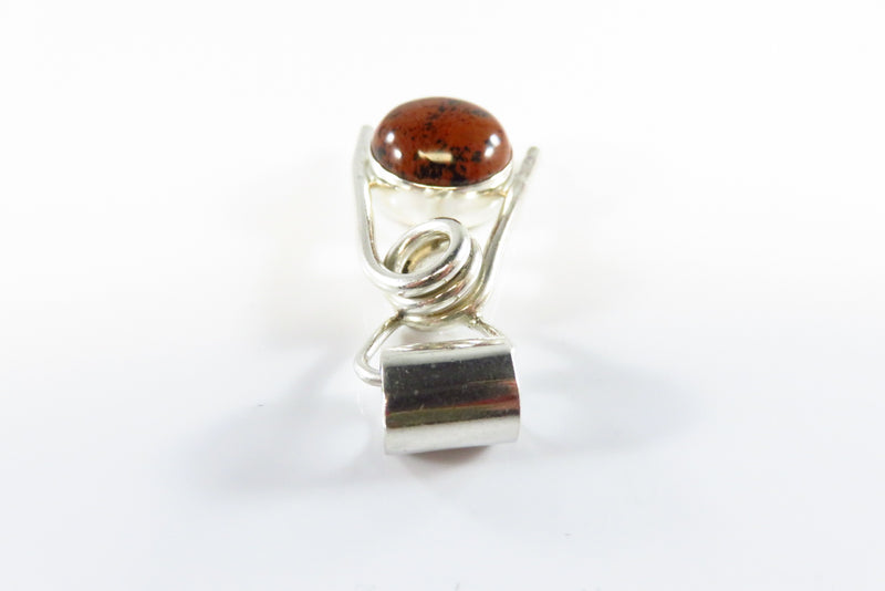 925 Mexico Mahogany Obsidian Jasper Omega Style Sterling Slide Pendant