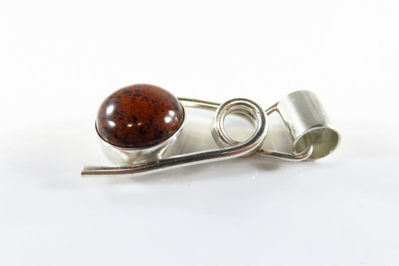 925 Mexico Mahogany Obsidian Jasper Omega Style Sterling Slide Pendant