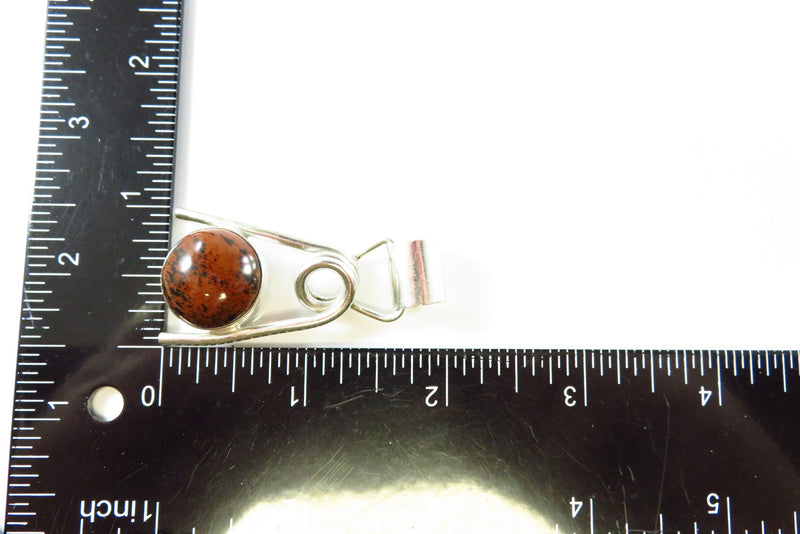 925 Mexico Mahogany Obsidian Jasper Omega Style Sterling Slide Pendant