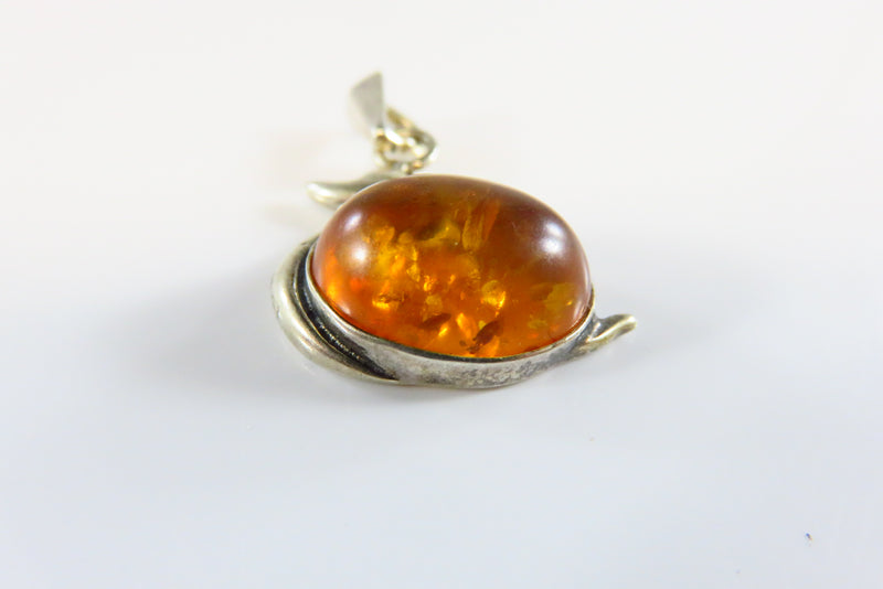 Vintage Duck Pendant Baltic Amber Sterling Silver 1" Drop