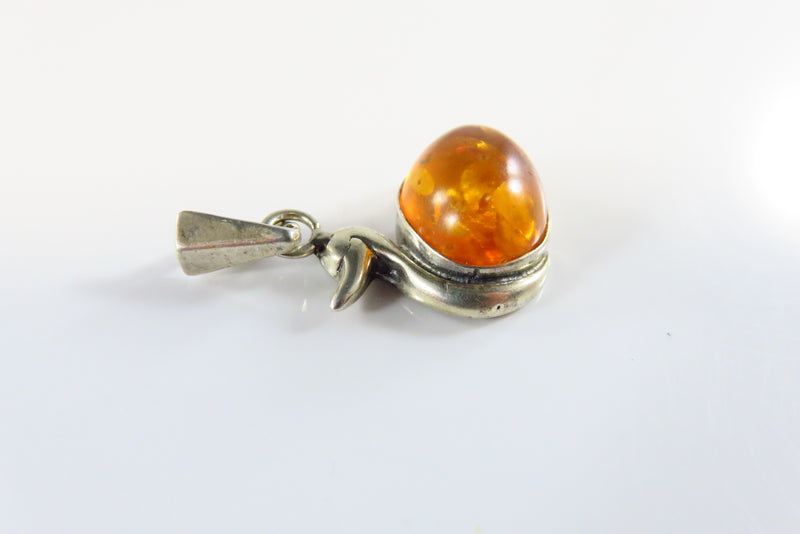 Vintage Duck Pendant Baltic Amber Sterling Silver 1" Drop