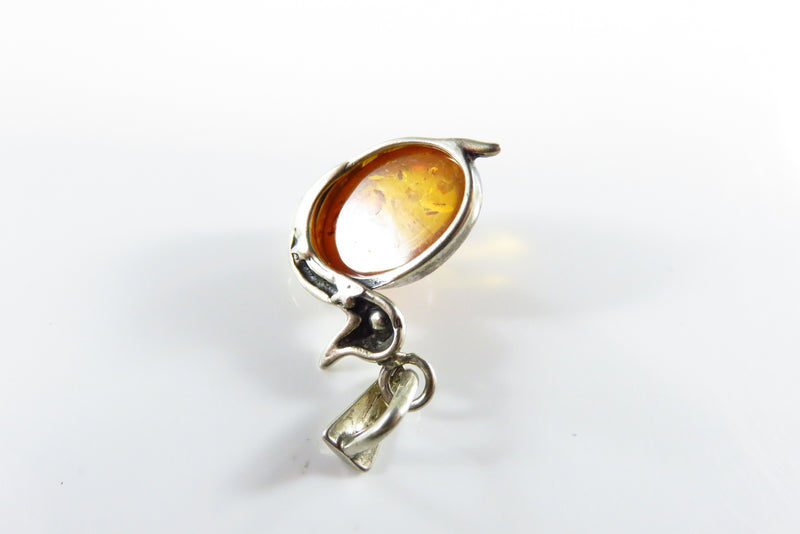 Vintage Duck Pendant Baltic Amber Sterling Silver 1" Drop