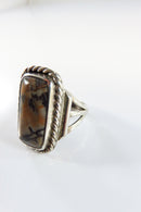 Southwestern Sterling Silver Polished Solitaire Unisex Ring Size 10.25 top view with side