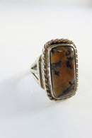 Southwestern Sterling Silver Polished Solitaire Unisex Ring Size 10.25 top view with side