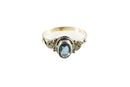 Vintage Oval Blue Glass Solitaire Sterling Silver Petite Ring Size 7 — Sterling Silver, Silver — front view