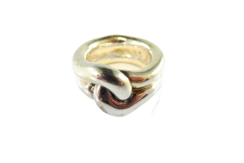 Sterling Silver Interlocking Rope Wide Tubular Band Ring Size 6 top view