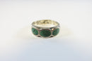 Southwestern Sterling Silver Green Inlay Band Ring Size 7