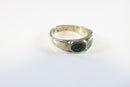 Southwestern Sterling Silver Green Inlay Band Ring Size 7