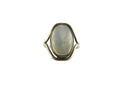 Oval Polished Mother of Pearl Solitaire Split Shank Ring Size 5.25 — Sterling Silver, Silver • Pearl — front view