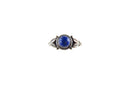 Vintage Round Cabochon Lapis Lazuli Solitaire Sterling Silver Petite Ring Size 6 — Sterling Silver, Silver — front view