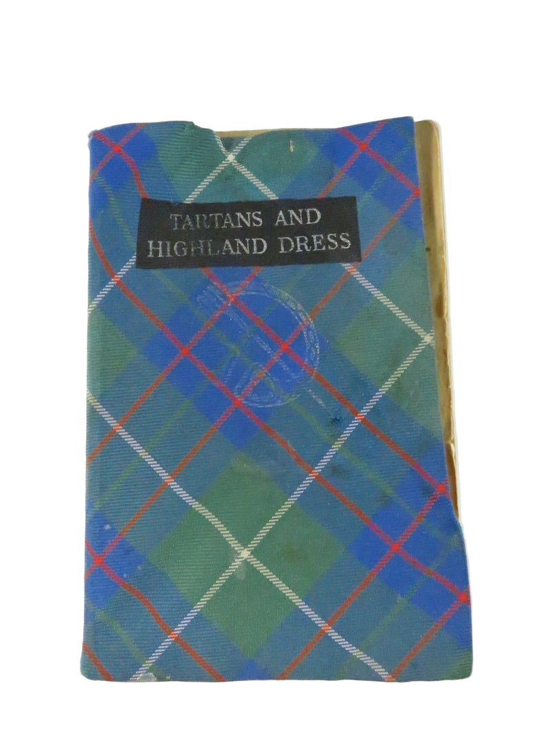 Plaid fabric with a label on a white background