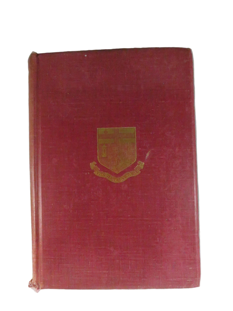 Red book with a gold emblem on a white background