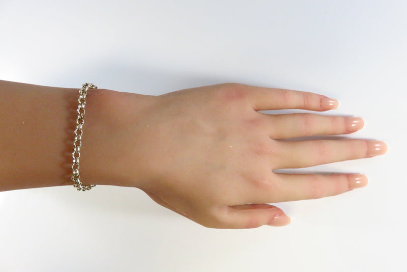 8" Sterling Silver SG Toggle Link Bracelet Rolo Link Charm Bracelet