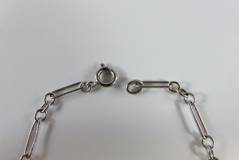 7 1/4" Sterling Silver Long Short Link Bracelet Spring Ring Closure