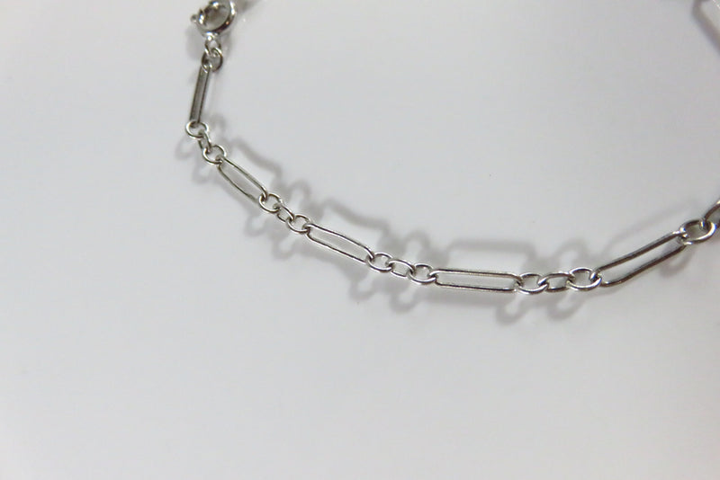 7 1/4" Sterling Silver Long Short Link Bracelet Spring Ring Closure