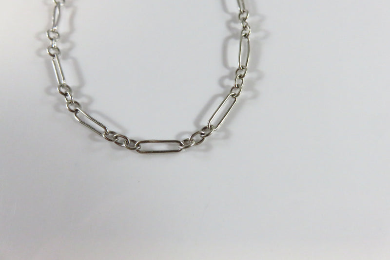 7 1/4" Sterling Silver Long Short Link Bracelet Spring Ring Closure