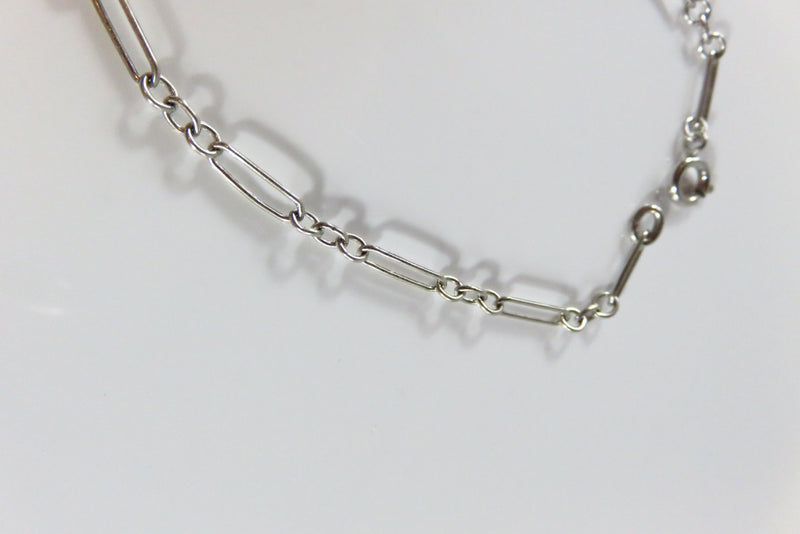 7 1/4" Sterling Silver Long Short Link Bracelet Spring Ring Closure