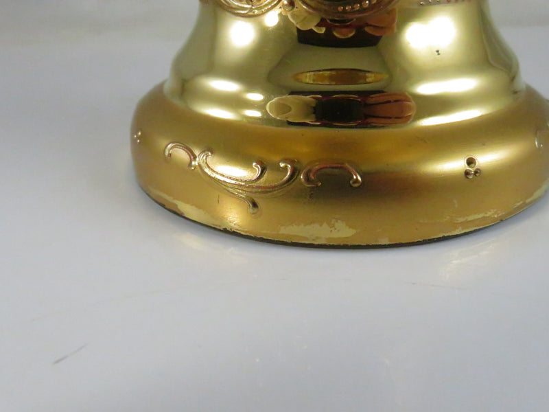 Vintage Moser Style Bohemian Amber Glass Compote with Gold Gilding and Enamel Flowers
