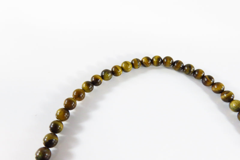 23 3/4" TL Beaded Tigers Eye Gem Stone Necklace with Sterling Lobster Clasp