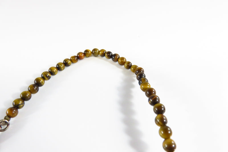 23 3/4" TL Beaded Tigers Eye Gem Stone Necklace with Sterling Lobster Clasp