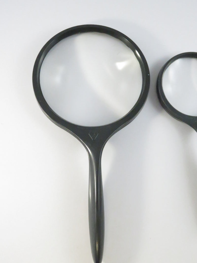 Bausch & Lomb USA Hand Magnifier Set (2) – 4" & 2 5/8" Lenses, Dark Gray Plastic