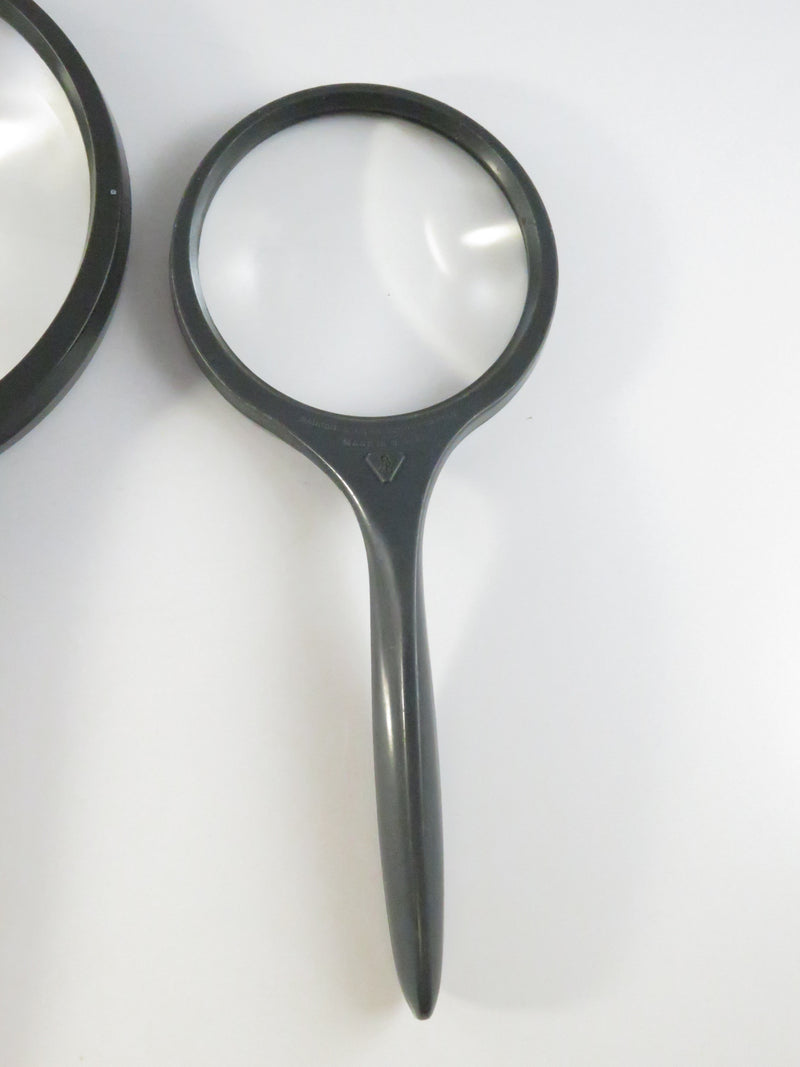 Bausch & Lomb USA Hand Magnifier Set (2) – 4" & 2 5/8" Lenses, Dark Gray Plastic