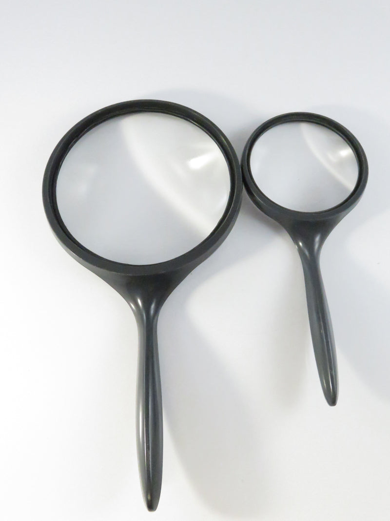 Bausch & Lomb USA Hand Magnifier Set (2) – 4" & 2 5/8" Lenses, Dark Gray Plastic