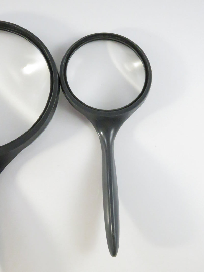 Bausch & Lomb USA Hand Magnifier Set (2) – 4" & 2 5/8" Lenses, Dark Gray Plastic