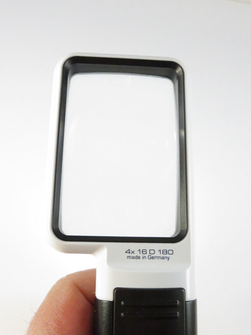 Eschenbach mobilux LED handheld magnifier 4x (16D) rectangular, made in Germany