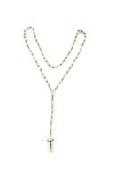 Mother of Pearl & MOP Rosary Cross w/ White Metal Vintage Beaded Necklace — Jewelry & Watches:Fine Jewelry:Fine Necklaces & P