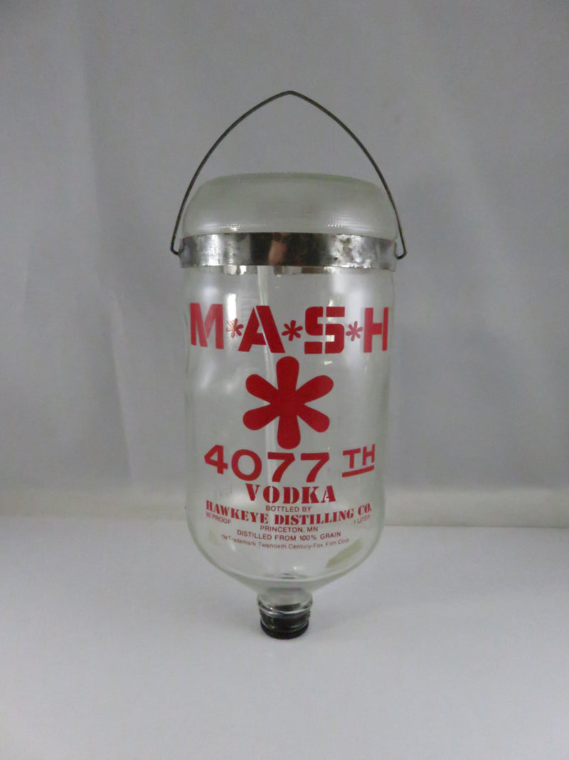M*A*S*H 4077th Vodka IV-Drip Dispenser Bottle by Hawkeye Distilling Co. approx. 9"