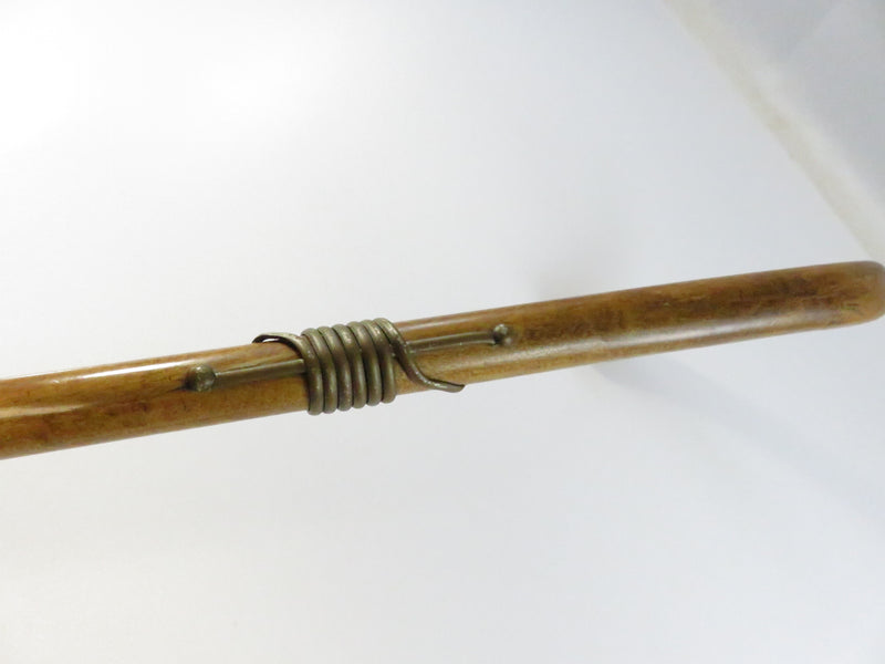 Antique Wood Crook-Handle Walking Cane ~ Wire Wrap Collar ~ 34¼″ Long