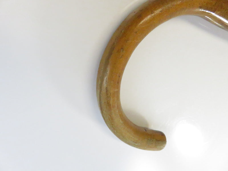 Antique Wood Crook-Handle Walking Cane ~ Wire Wrap Collar ~ 34¼″ Long