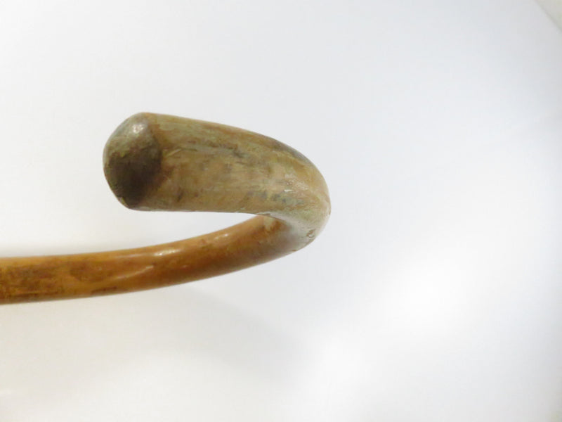 Antique Wood Crook-Handle Walking Cane ~ Wire Wrap Collar ~ 34¼″ Long