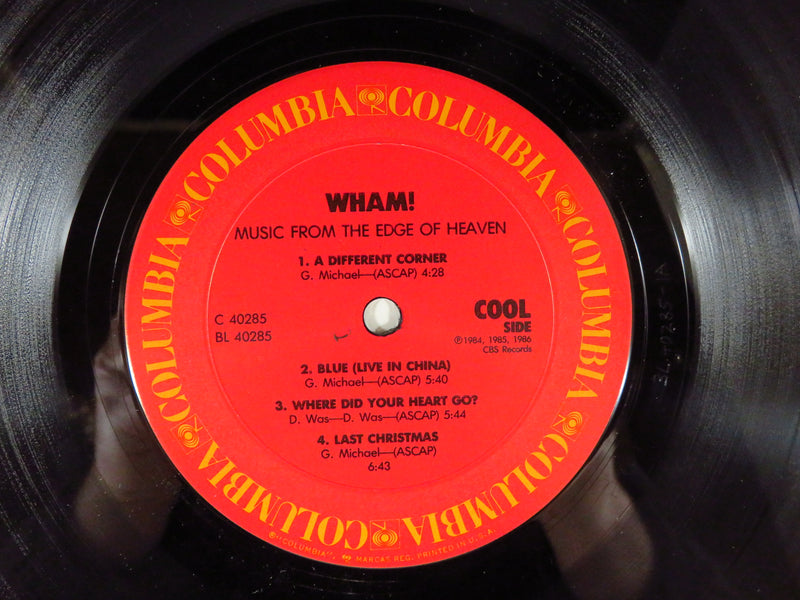 Wham! Music From the Edge of Heaven Columbia OC 40285 Pitman Pressing Vinyl Record Album back of album