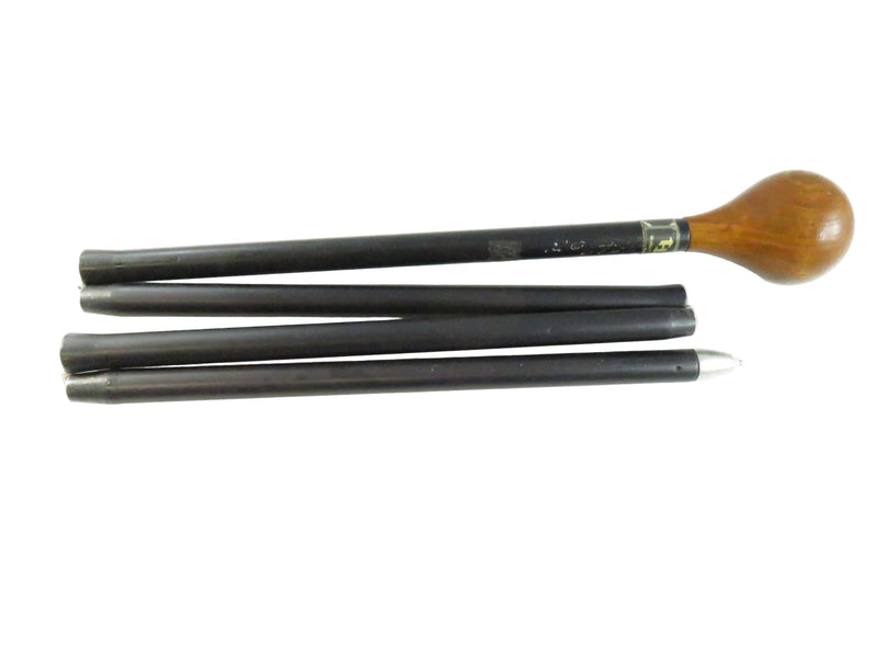 Hycor Collapsible Cane Patent 3,669,133 ~ Wood Ball Grip ~ 1970s Mobility Aid — front view