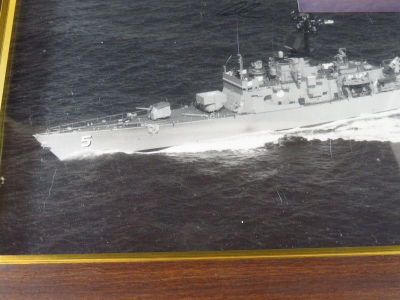 USS Biddle 8x10 Framed Photograph With Note on Change of Command Ceremony