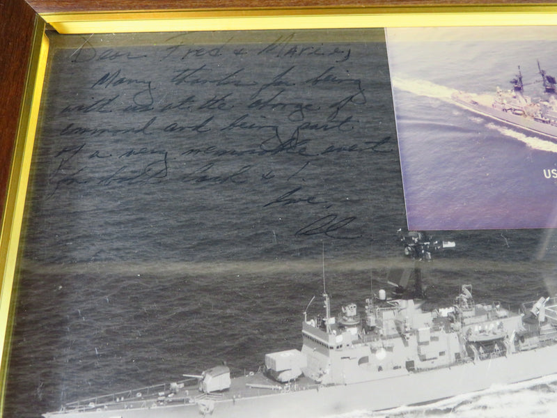 USS Biddle 8x10 Framed Photograph With Note on Change of Command Ceremony