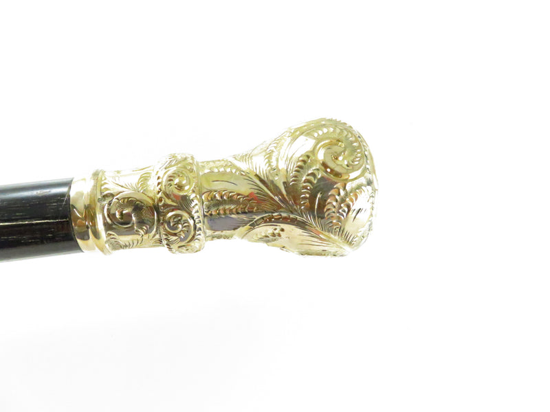 Victorian Gold-Tone Walking Cane with Ornate Knob Finial ~ Approx. 37 1/8" High