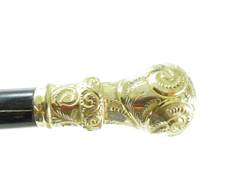 Victorian Gold-Tone Walking Cane with Ornate Knob Finial ~ Approx. 37 1/8" High