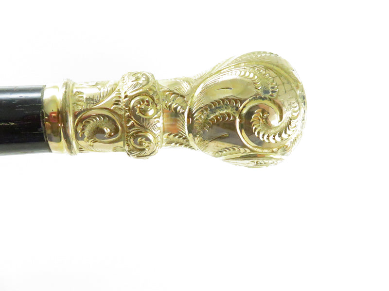Victorian Gold-Tone Walking Cane with Ornate Knob Finial ~ Approx. 37 1/8" High