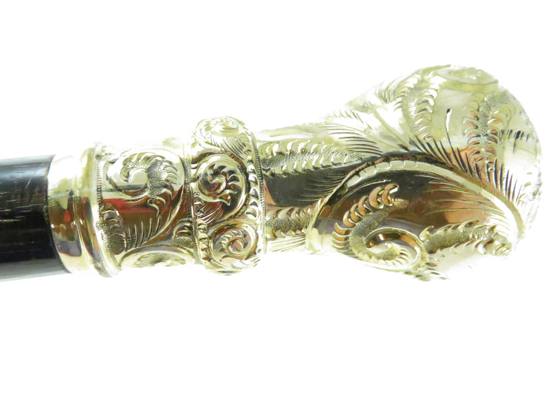 Victorian Gold-Tone Walking Cane with Ornate Knob Finial ~ Approx. 37 1/8" High