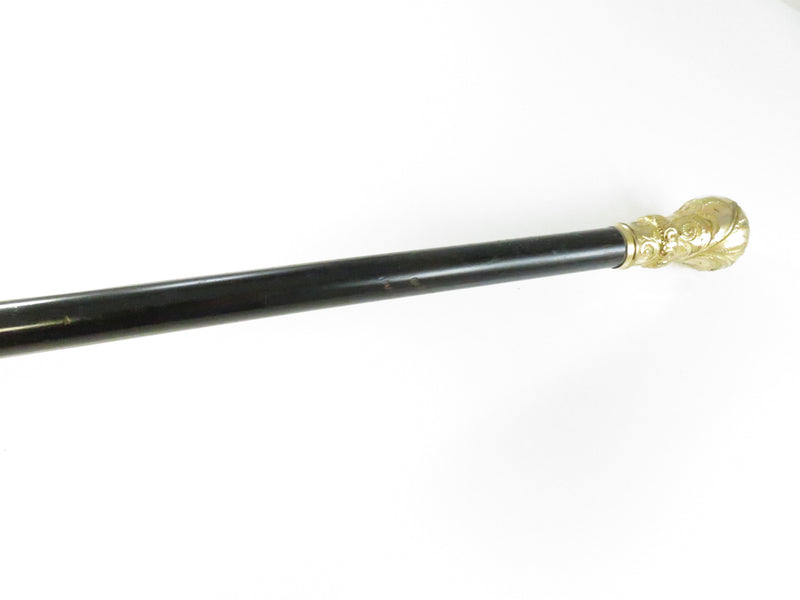 Victorian Gold-Tone Walking Cane with Ornate Knob Finial ~ Approx. 37 1/8" High