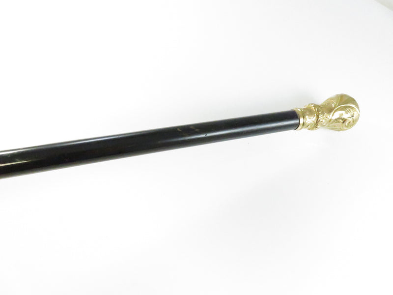 Victorian Gold-Tone Walking Cane with Ornate Knob Finial ~ Approx. 37 1/8" High